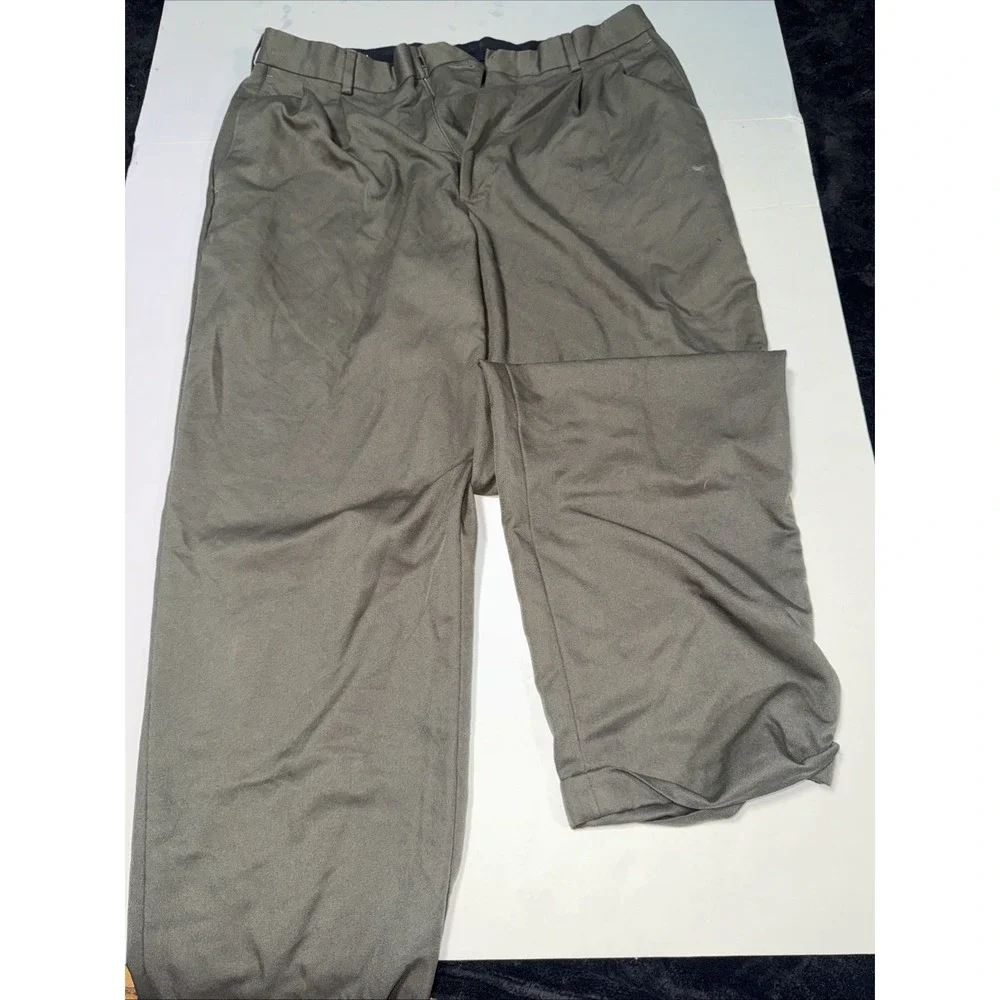 Perry Ellis Pants Mens Green 34 32 Pleated Cuffed Dress Classic Fit Wicking